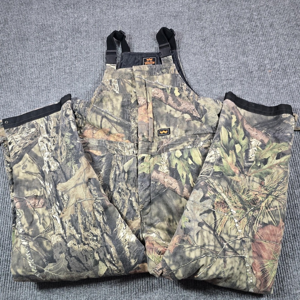 Walls Bib Overalls Mens Large Camo Double Knee‎ Insulated Mossy Oak Hunting